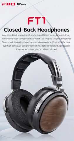 FiiO FT1 Closed-Back 60mm Large Dynamic Driver Headphones (Ships in 4-5 Weeks)