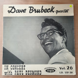 The Dave Brubeck Quartet With Paul Desmond ‎– In Concert "Jazz At College Of Pacific" - Vinyl LP Record - Very-Good+ Quality (VG+)