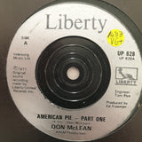 Don McLean ‎– American Pie - Vinyl 7" Record - Very-Good+ Quality (VG+) - C-Plan Audio