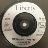 Don McLean ‎– American Pie - Vinyl 7" Record - Very-Good+ Quality (VG+) - C-Plan Audio