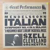 Mendelssohn / The Cleveland Orchestra, George Szell – Italian Symphony No. 4 In A Major / "A Midsummer Nights Dream" Incidental Music - Vinyl LP Record - Very-Good+ Quality (VG+) (verygoodplus)