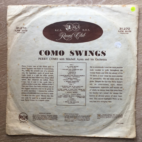 Perry Como - Como Swings - Vinyl LP Record - Opened  - Very-Good Quality (VG) - C-Plan Audio